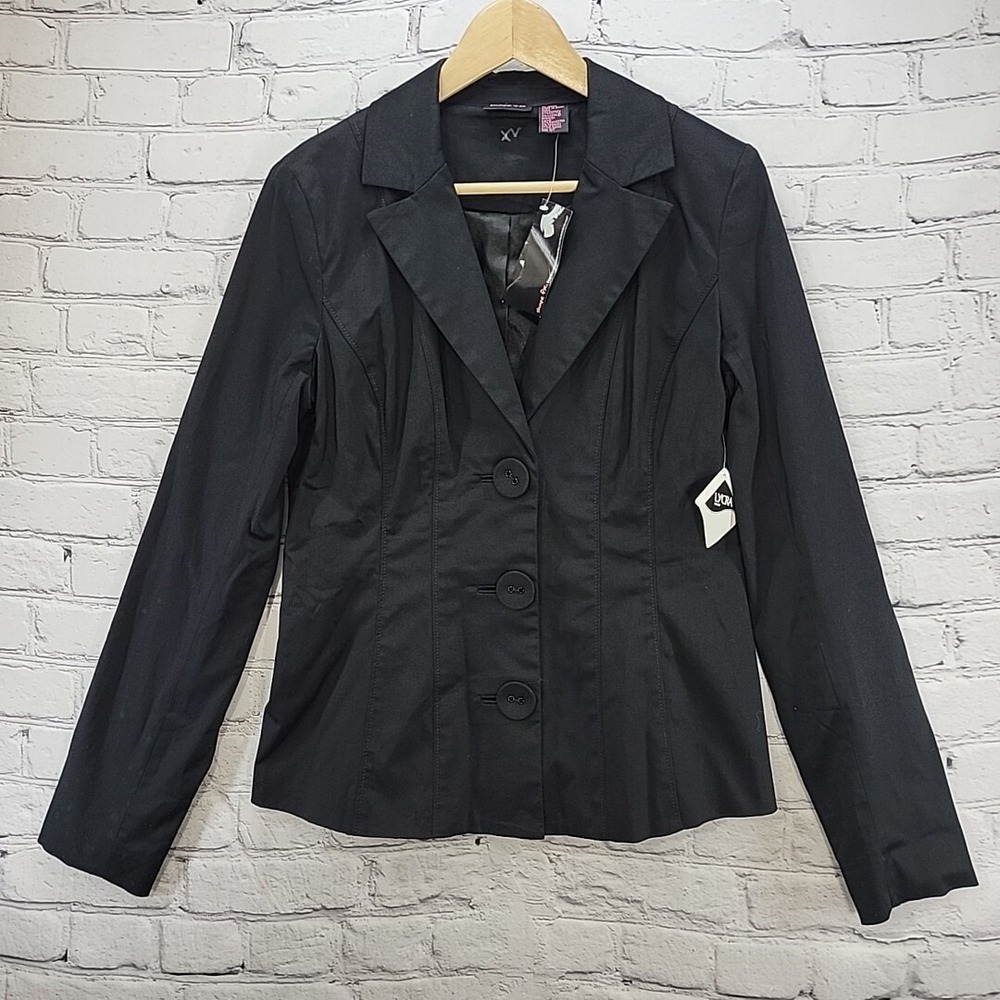 Shape Fx Sculpting Blazer Womens Sz 10T Black Lace-Up Sleeves Career Stretch NWT